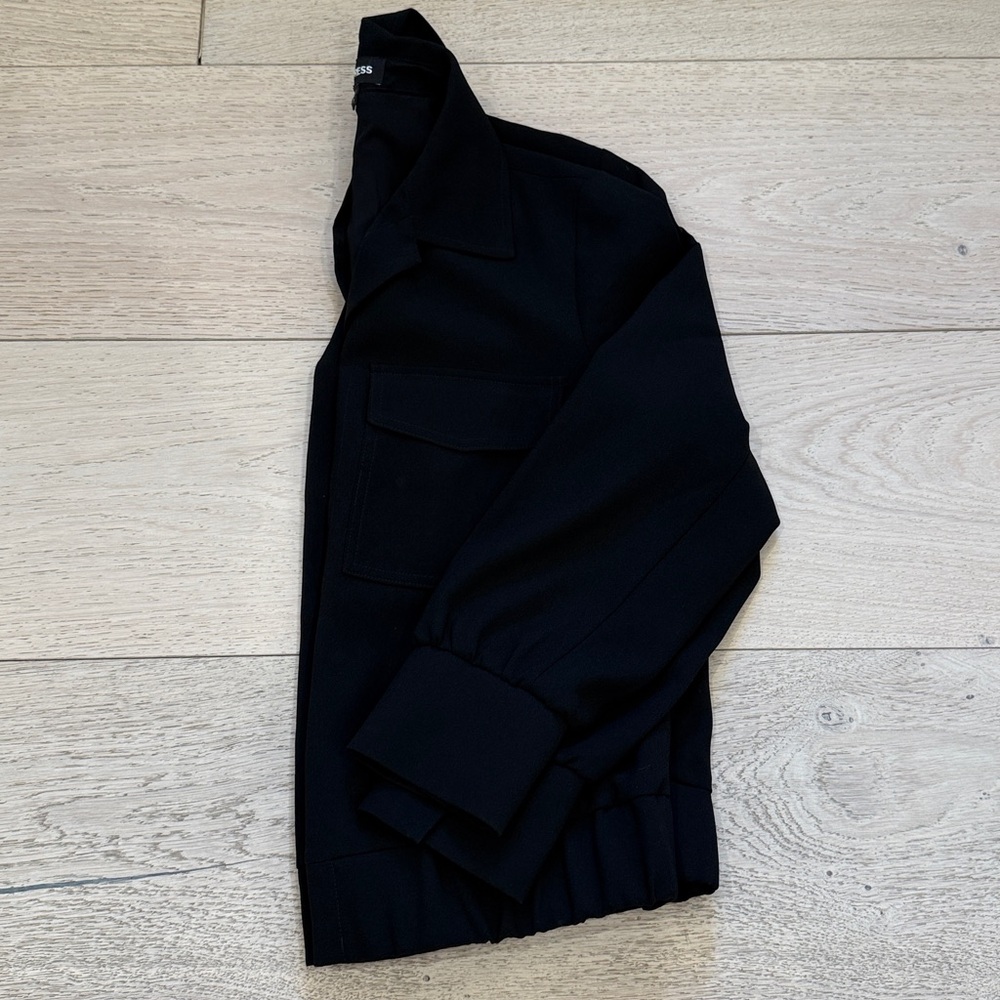 Express Button Down Front Pocket Jacket In Black … - image 7